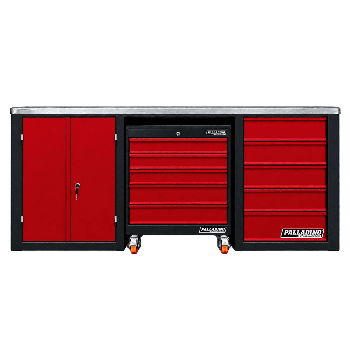 Banco de trabajo: Con mesa movil central, 5 cajones y puertas (2.0 mts)